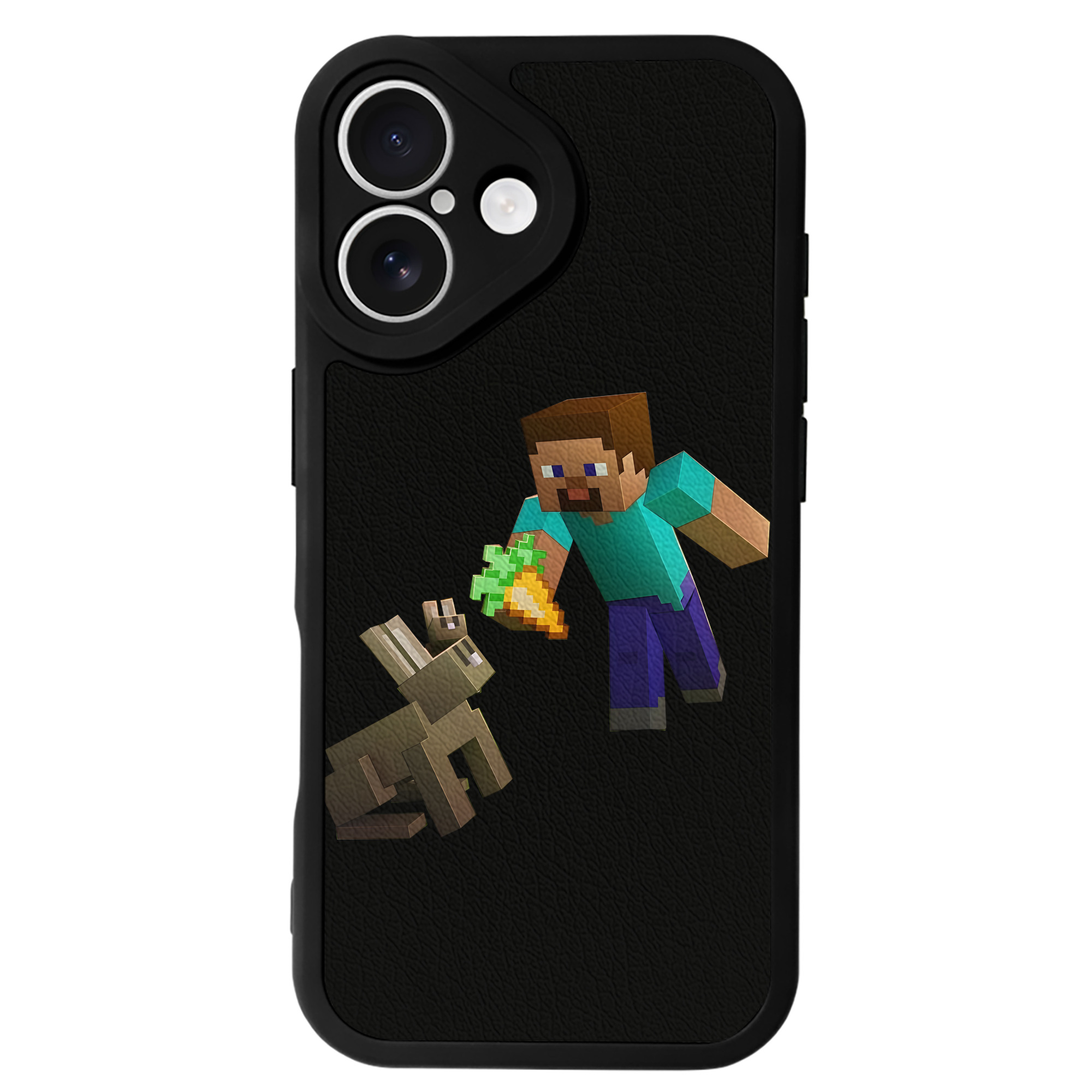 （画像用） マインクラフト ブロックの世界 Minecraft MC Block world 【iPhone 16シリーズ対応】シリコンスマホケース（レザー調） 材質：シリコン